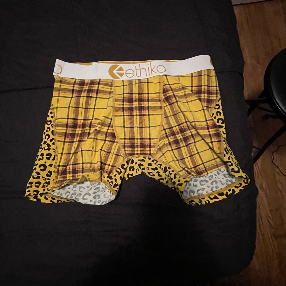 Ethika Yellow and Black Plaid Boxer Briefs - Picture 3 of 4
